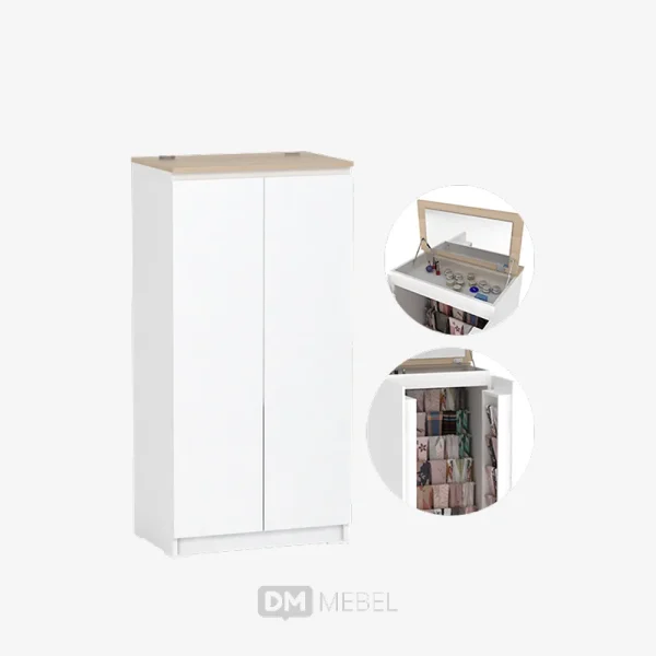 DM MEBEL LEMARI HIJAB LINUS LJ60 PRO OAK WHITE METROPOLIS-4