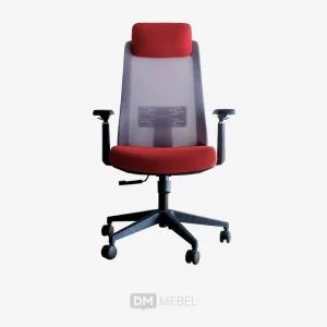 KURSI KANTOR ERGONOMIS QUIGON PC GREY-RED (1)