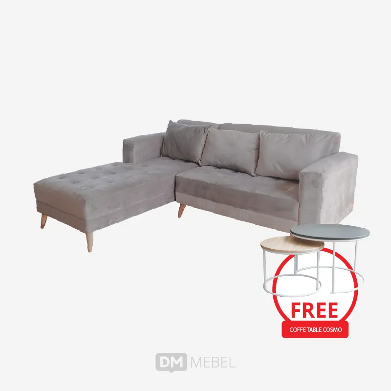 [FREE COFFEE TABLE] Sofa Sudut L Smoke