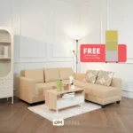 Bundling Living Set Premium 13 SOFA SUDUT ANANTA+ COFFEE TABLE BELATRIX CT80 + LOVISE KARPET KAMELEON UK 95X145 + FREE CABINET PLASTIK SUSUN 3 CLUB FLIP_web