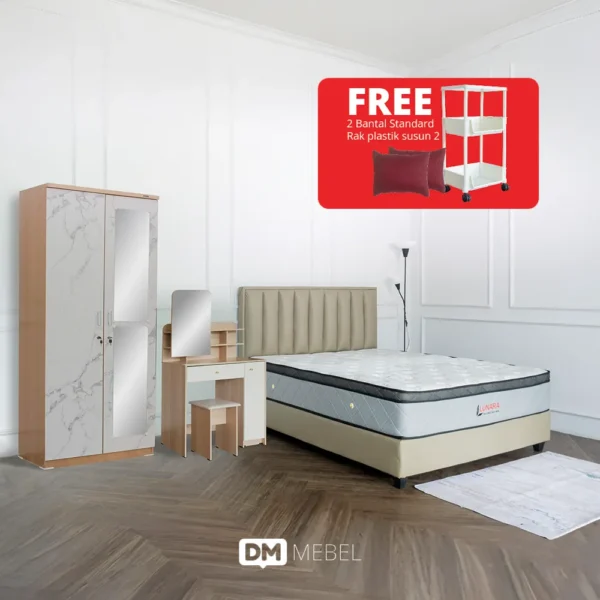 newlywed dream-Bundling SPRINGBED LUNARA PLUSHTOP 160 + Armando 160 + LEMARI PARTIKEL P2 CAPELLA WD 221 ASTROBOX + MEJA RIAS SECHA DS80 PRO OAK-WHITE_Free Items_web newlywed dream-Bundling SPRINGBED LUNARA PLUSHTOP 160 + Armando 160 + LEMARI PARTIKEL P2 CAPELLA WD 221 ASTROBOX + MEJA RIAS SECHA DS80 PRO OAK-WHITE_Free Items_web