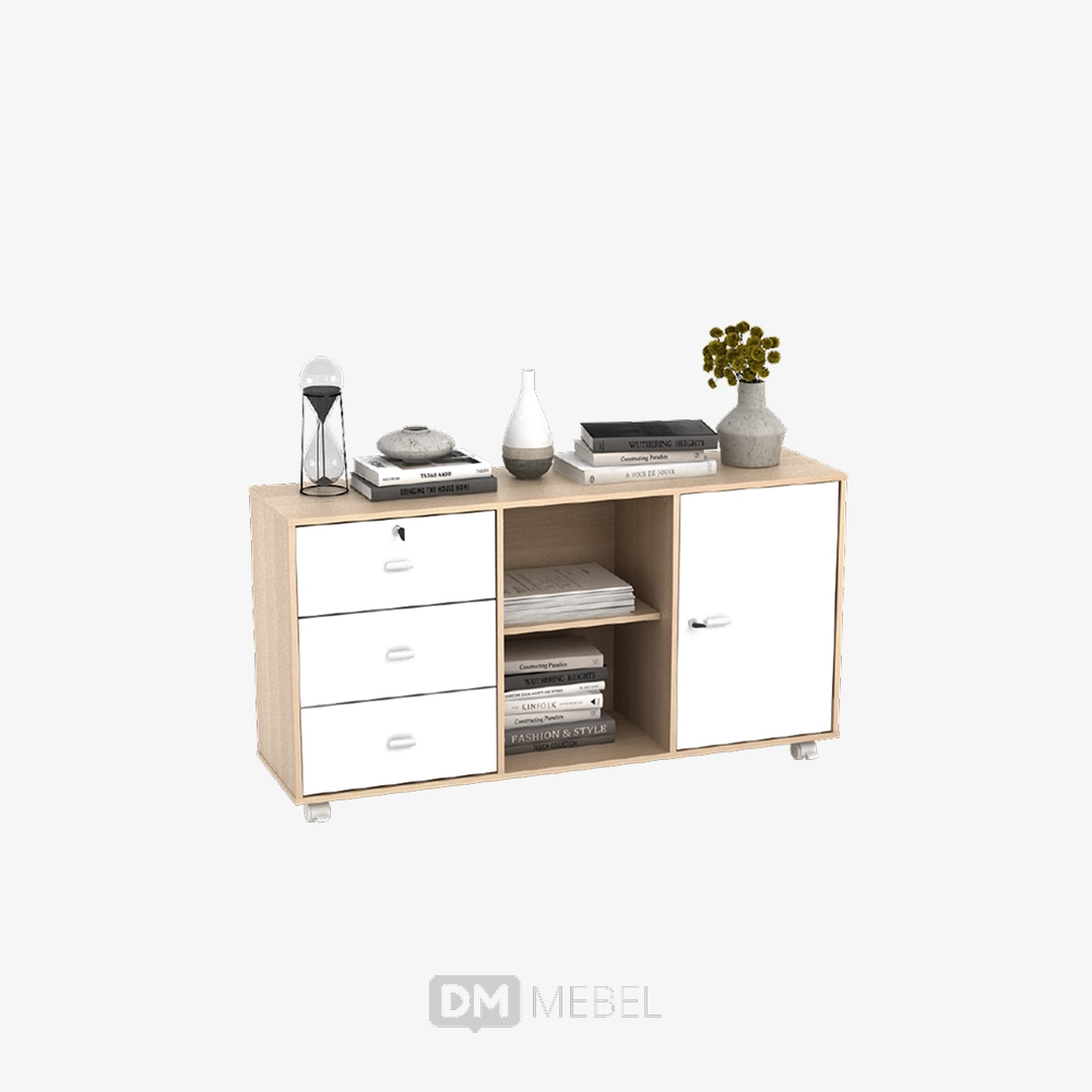 DM MEBEL CABINET ARSIP ARUNA PD120 PRO OAK WHITE METROPOLIS 02