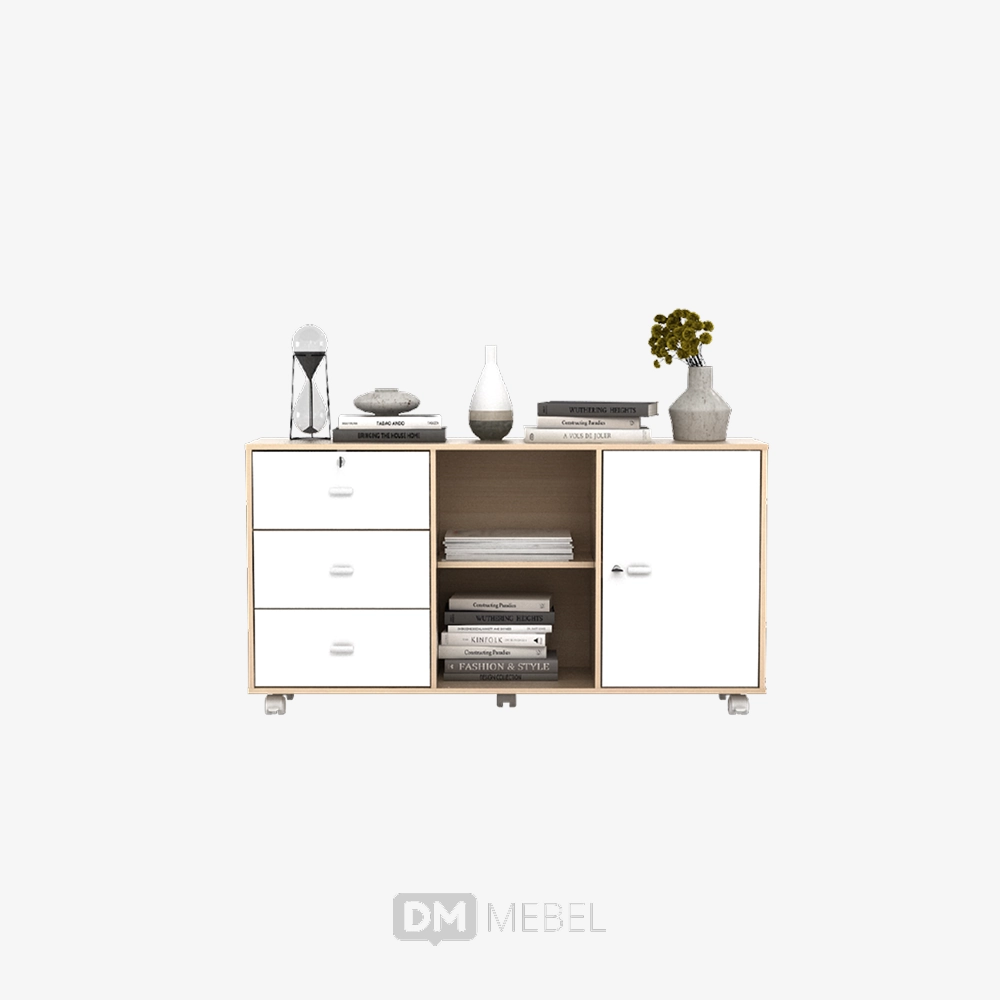 DM MEBEL CABINET ARSIP ARUNA PD120 PRO OAK WHITE METROPOLIS