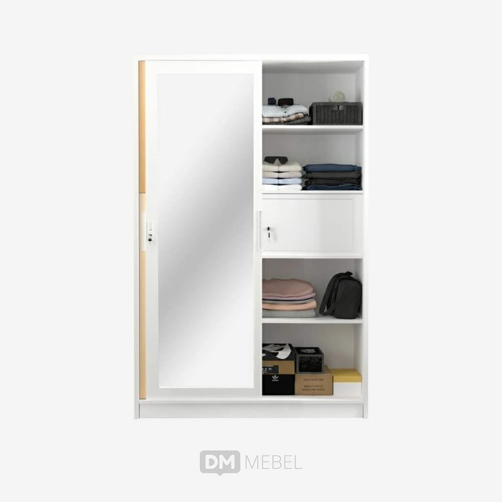 DM MEBEL LEMARI PAKAIAN BESI P2 SLIDING FORTE SL 123A WHITE WOODEN UK 120 ACTIV_web satuan_ (2)