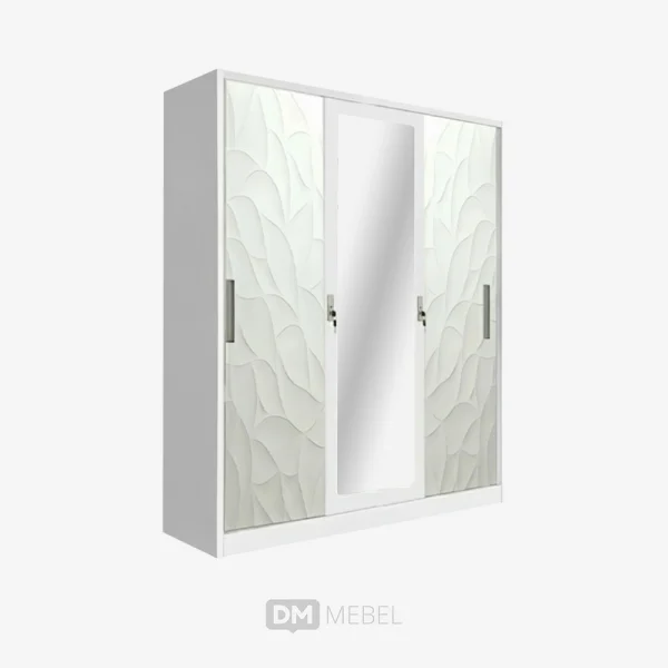 DM MEBEL LEMARI PAKAIAN BESI PINTU 3 SLIDING UK 160 KSL 1635 WHITE LUNARSOL_web satuan_ (1)