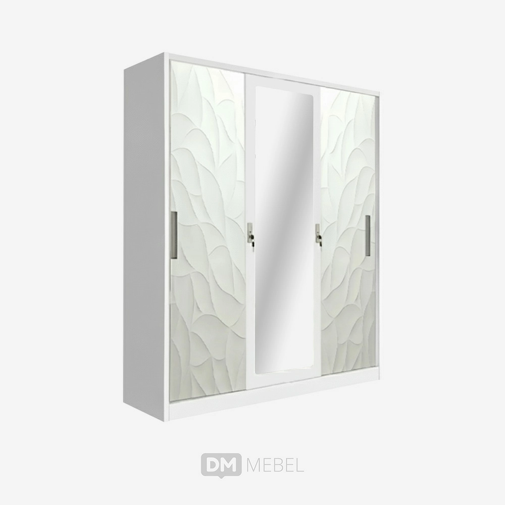 DM MEBEL LEMARI PAKAIAN BESI PINTU 3 SLIDING UK 160 KSL 1635 WHITE LUNARSOL_web satuan_ (1)