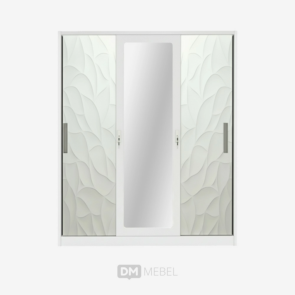 DM MEBEL LEMARI PAKAIAN BESI PINTU 3 SLIDING UK 160 KSL 1635 WHITE LUNARSOL_web satuan_ (3)